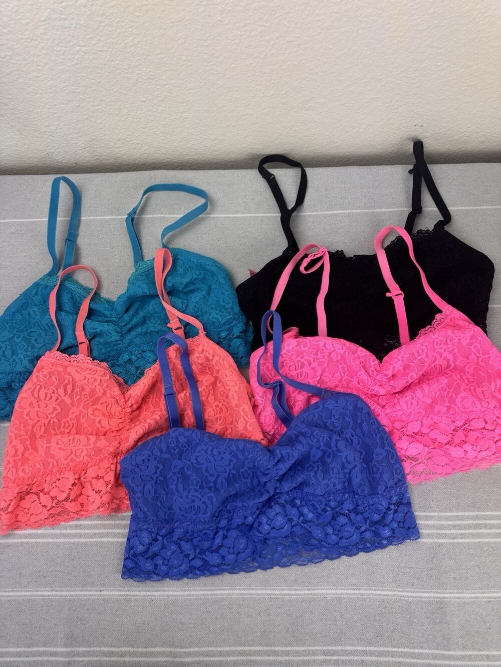 Fruit Of The Loom 5 Pack Bundle Floral Lace Bralette Vibrant Bright 34 Medium